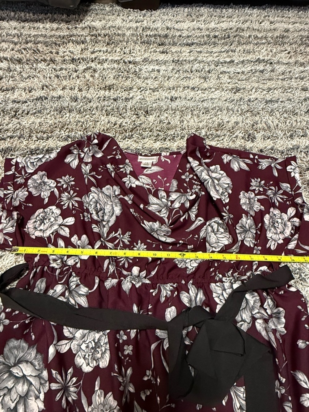 Motherhood Maternity Burgundy Floral Dress with Black Accents - Picture 6 of 9